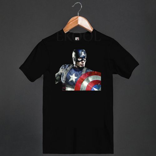 Captain America Fictional superhero Shield New Logo Black T-Shirt