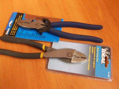 IDEAL MULTI-CRIMP TOOL 35-1065 &amp; 9-1/4 SIDE-CUTTING PLIERS 35-5012 WIREMAN
