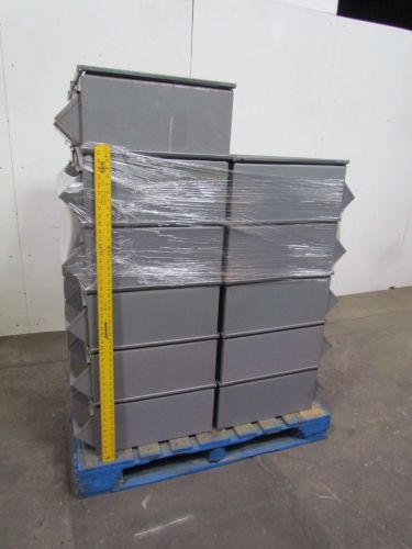 12&#034;w 20&#034;d 10&#034;h gray industrial steel open front stackable storage bins lot of 33 for sale