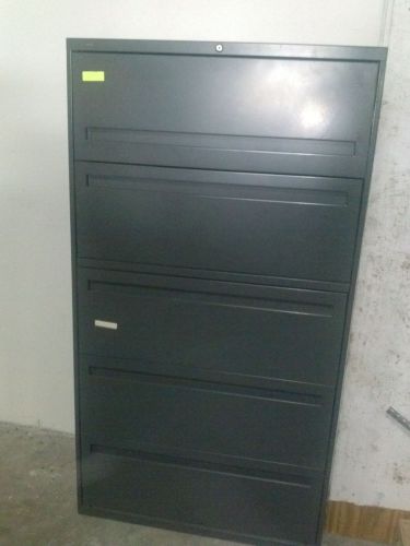 5 Drawer Gray Wide File Cabinet