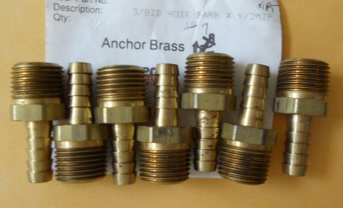 (3) New Brass Fittings  3/8&#034; Push In Hose Barb x 1/2&#034; MIP  Brass Hose
