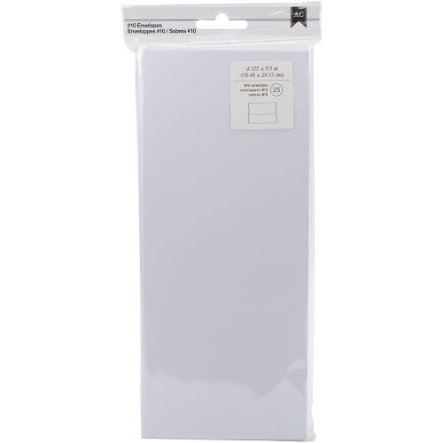 American Crafts #10 Envelopes (4.125 Inch X 9.5 Inch) 25/Pkg-White 718813685870
