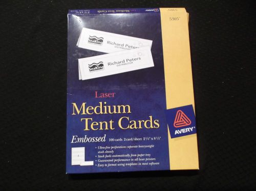 AVERY Laser Medium Tent Cards Embossed #5305 - 25 Sheets (50 Cards)