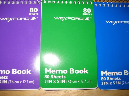 Mini note book paper pads *NEW* small memo books  x3  purple, green &amp; blue