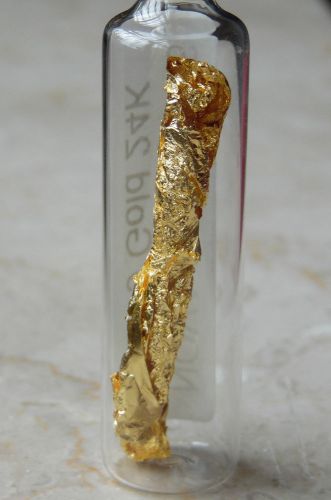 24K Gold metal element 79 foil in sealed ampoule with label, pure gold sample!