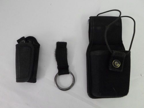 Lot of 3 bianchi accumold nylon radio pouch w/snap, ring, silent key holder for sale