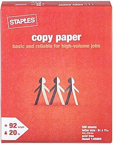 Staples Brand Multipurpose Copy Laser Inkjet Paper, 8 1/2 Inch x 11 Letter Size,