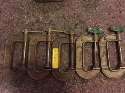 Lot of 5 Jorgensen 104 4&#034; C Clamps 4 Butterfly and 1 Regular