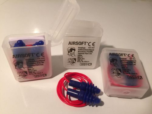 3 Pair Howard Leight AirSoft Reusable Corded Earplugs NRR 27 With Carry Case