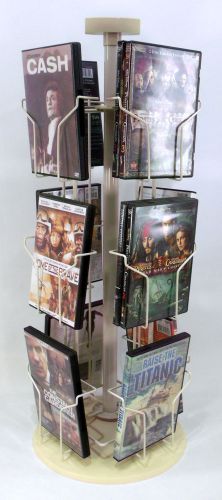 Rotating Wire Book DVD Card Display Rack w Sign Clip Countertop 12 Pocket White