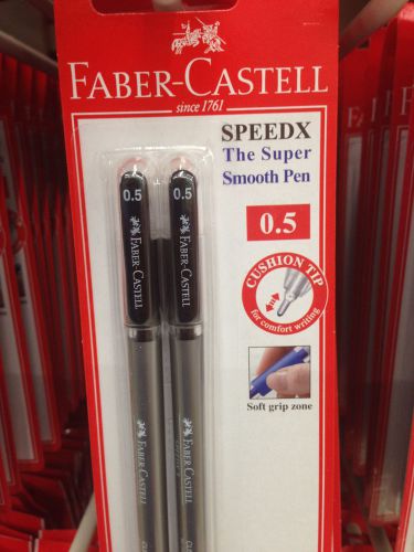 2 x Faber Castell Speed-X Super Smooth Black Ball Point 0.5 mm Tip Pen Set