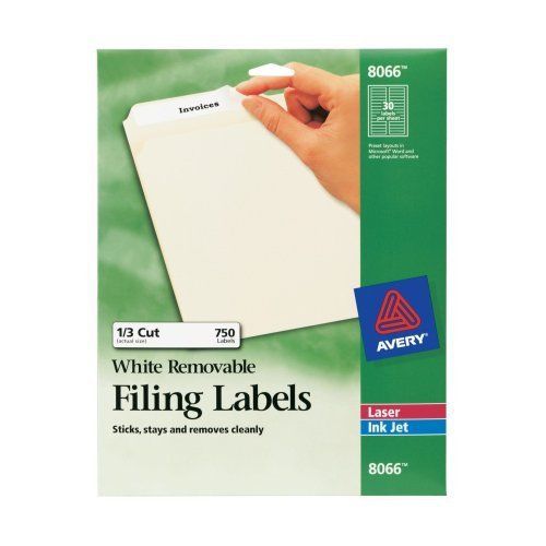 New avery removable white file folder labels  750 pack (8066) for sale
