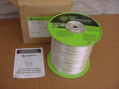 435 greenlee conduit measuring tape 3/16&#034; x 3000&#039;  170lb strength -- for sale