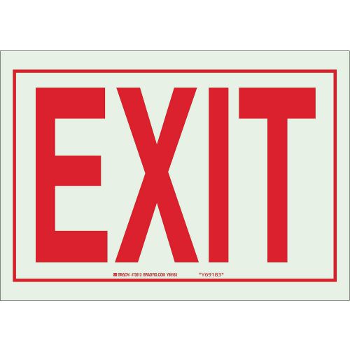 New BRADY 80284 Exit Sign 10 x 14In R/WHT Exit ENG Text (H35P)