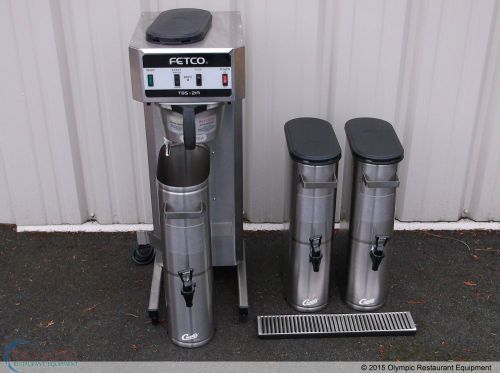 Fetco Ice Tea / Coffee Brewer with 3 Curtis Urns / Dispensers and Drip Tray