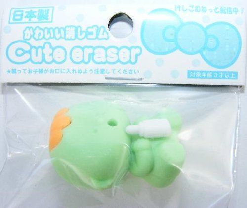 NEW Baby Girl Alien Japanese Erasers. 2 Pack. Green