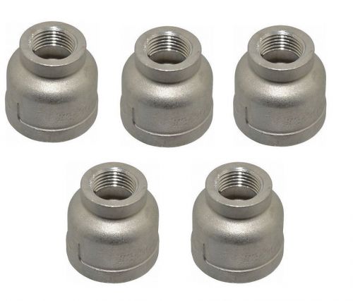 5 pack 1&#034; x 3/4&#034; female npt stainless steel reducer coupler lead &amp; brass free for sale