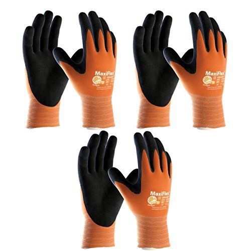 3 Pack MaxiFlex? UltimateTM Hi-Vis Orange Work Gloves 34-8014 Sizes Small to