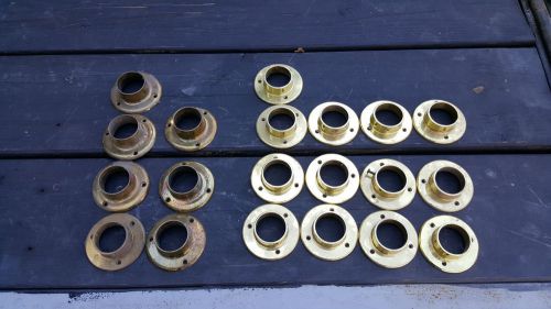 Used lot of 20 2&#034; wall flange brass bar foot rail tubing mount decor two styles for sale