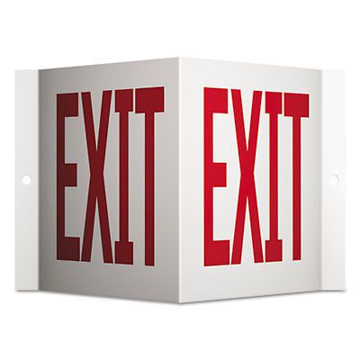 Projecting 3-Way Sign, EXIT, 6 x 9, Red/White, Sold as 1 Each
