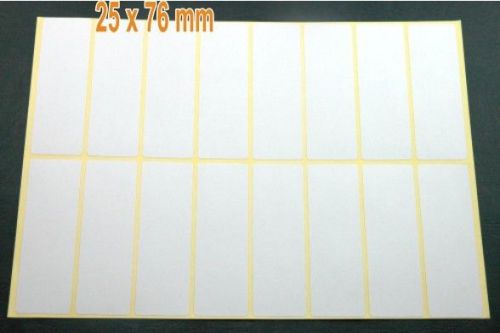 Sticker label 25x76 mm white paper rectangle 4inch app. blank matt h 204 for sale