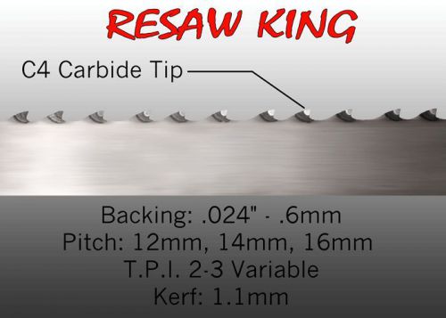 3/4&#034; X 12-14-16mm Vari Tooth Pitch X 133&#034; Resaw King Carbide Tip Bandsaw Blade