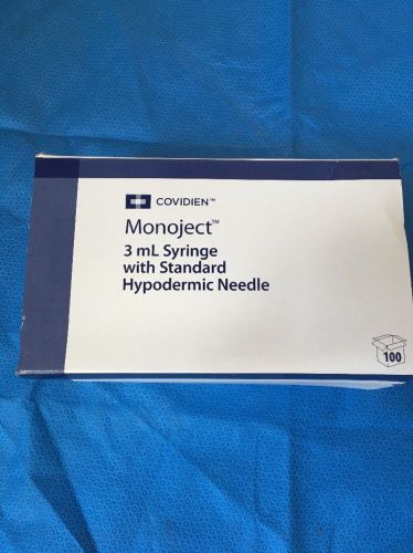 Covidien Monoject 3mL Syringe with Standard Hypodermic Needle Box of 100