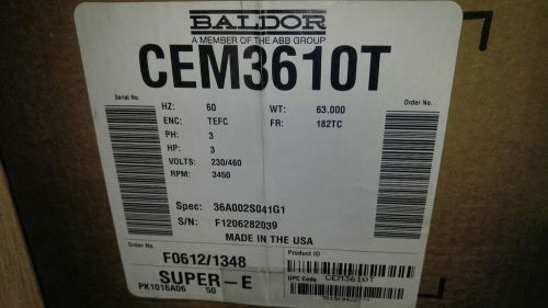 Baldor cem3610t 3hp. 3ph electric motor for sale
