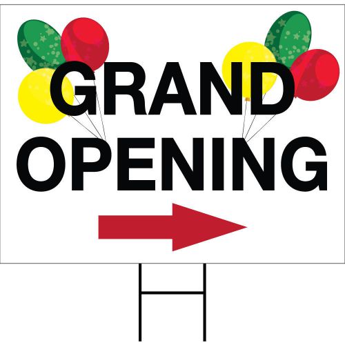 Grand Opening Sign, Corrugated Plastic for Sign Stakes, 5 Pack, Free Shipping