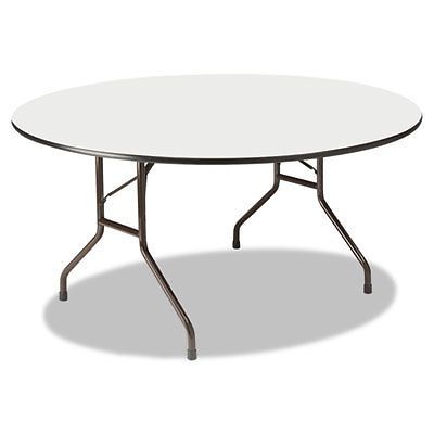 Premium wood laminate folding table, 60 dia. x 29h, gray top/charcoal base for sale