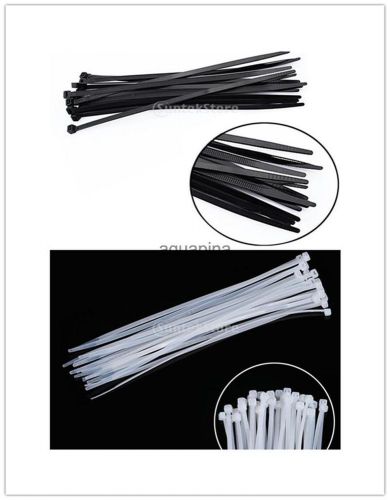 100Pcs Self-locking Electric Nylon Cable Wire Cord Zip Tie 2 Colors 4 Sizes
