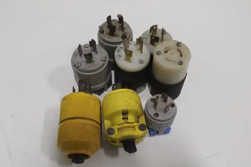 Lot of 8) Misc. Eagle, P&amp;S, Hubbell, GE, H&amp;H 20 / 30A 125 / 250V Twist-Lock Plug