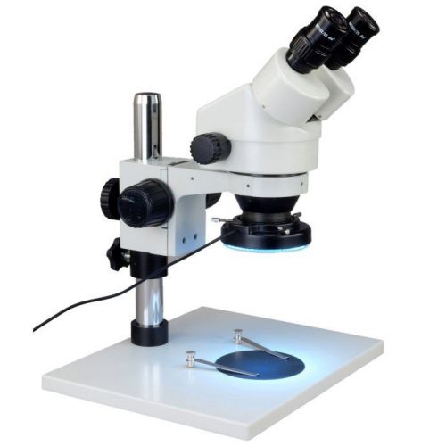 7X-45X Zoom Binocular Stereo Microscope+Sturdy Metal Shell 144 LED Ring Light