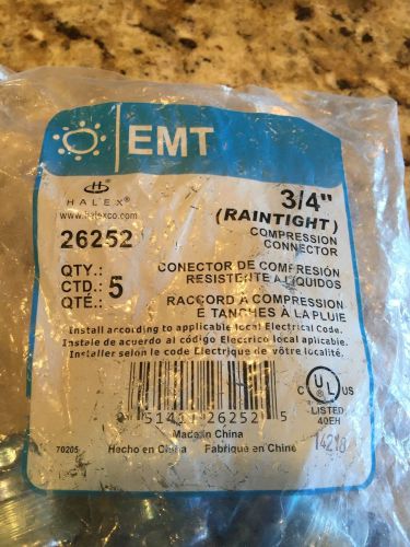 Home depot emt halex 3/4&#034; raintight compression connector (bag of 5) for sale