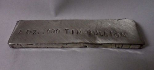 Five Quarter Lb. .999 Fine Tin Bullion Bar Ingot Free Shipping 1-5-10-16