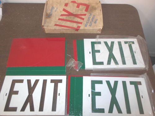 Vintage sure-lites model cx-3c ac exit sign package 3 signs red &amp; green backing! for sale