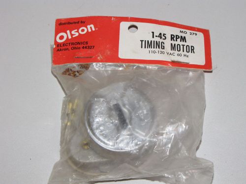 Olson Electronics MO 279 Timing Motor 1-45 RPM 110-120 VAC 60 HZ 2.5 W NOS