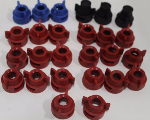 Set of (26) Spraying Systems (S.S. Co.) 25607 Red Blue Black Quick TeeJet Cap