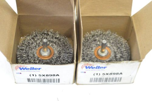 Lot of 2 Weiler 5X898A Wheel Brush 3&#034; Shank Size 1/4&#034;