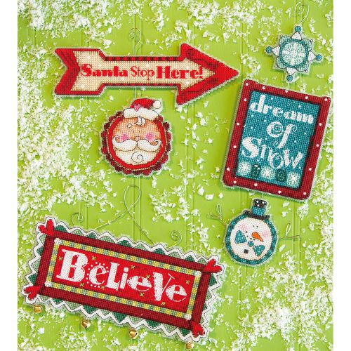 Whimsical Signs Ornaments Counted Cross Stitch Kit-14 Count Set Of 3