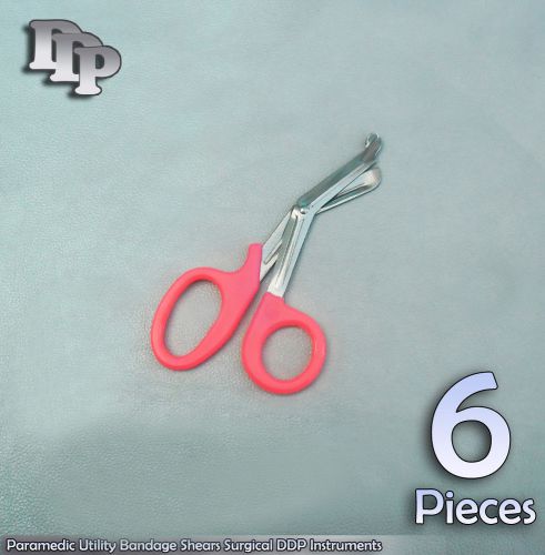 6 Pcs Paramedic Utility Bandage Shear Scissor 5.5&#034;Pink Surgical DDP Instruments