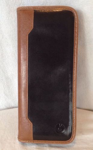 Black With Brown Trim Faux Leather Rolodex 12 Page 96 Cards Business Card Holder