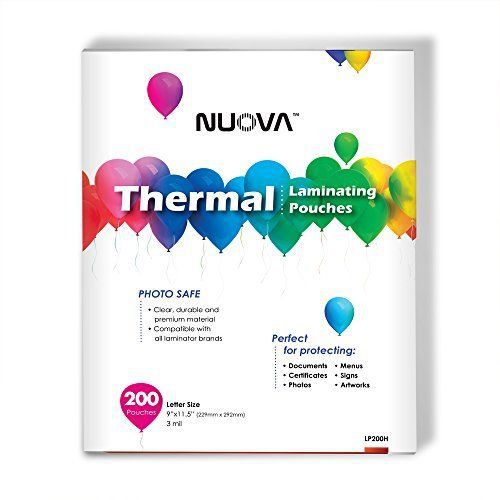 Nuova Premium Thermal Laminating Pouches 9 x 11.5 Inches, Letter Size, 3 mil,