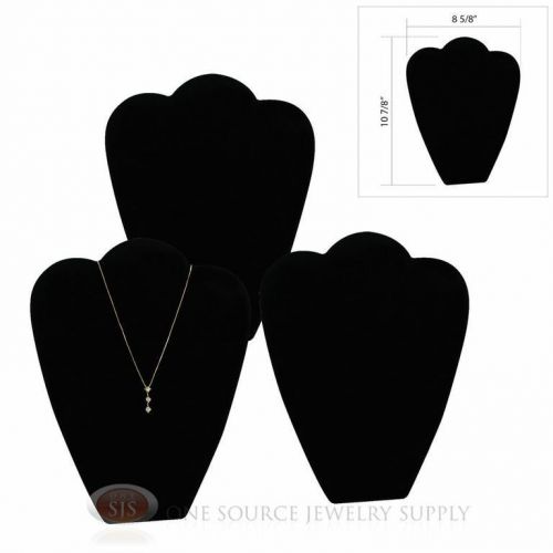 (3) 10 7/8&#034; Black Velvet Padded Pendant Necklace Display Easel Presentation