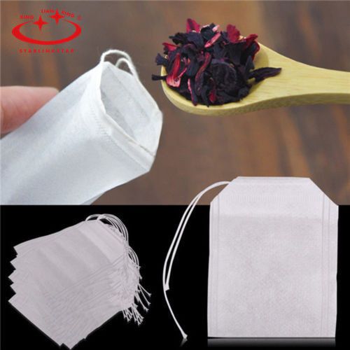 100Pcs Disposable String Drawstring Empty Heat Seal Filter Paper Herb Tea Bags