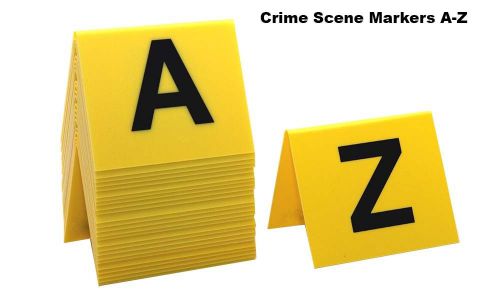 Crime Scene Markers A-Z, Yellow Plastic- Tent Style, Free Shipping