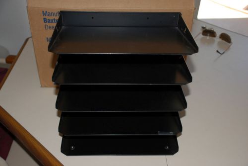 Vintage 5 Shelf Black Metal Paper File Folder Desk Organizer Holder