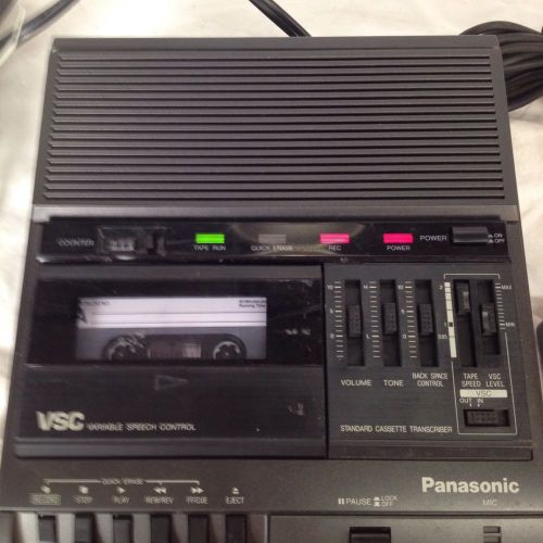 Panasonic RR-830 Standard Cassette Transcriber Recorder With Foot Pedal WORKS!