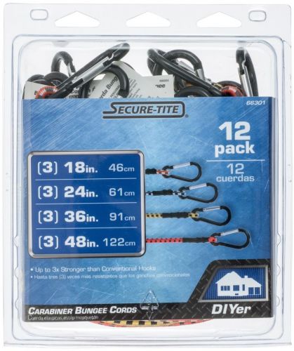 New secure tite 12-pack rubber core steel hook bungee rope cord for sale