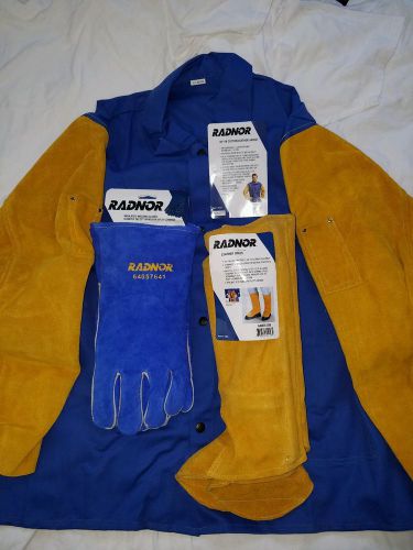 Brand new radnor welding jacket gloves and 15&#034; leather spats for sale